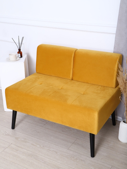 Диван "Twist" антивандальный велюр горчичный/венге