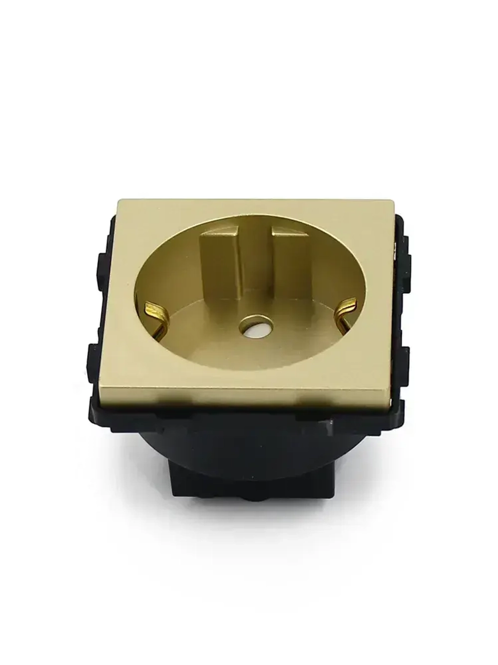 Механизм розетки KLUST Basic с заземлением, со шторками, золотой