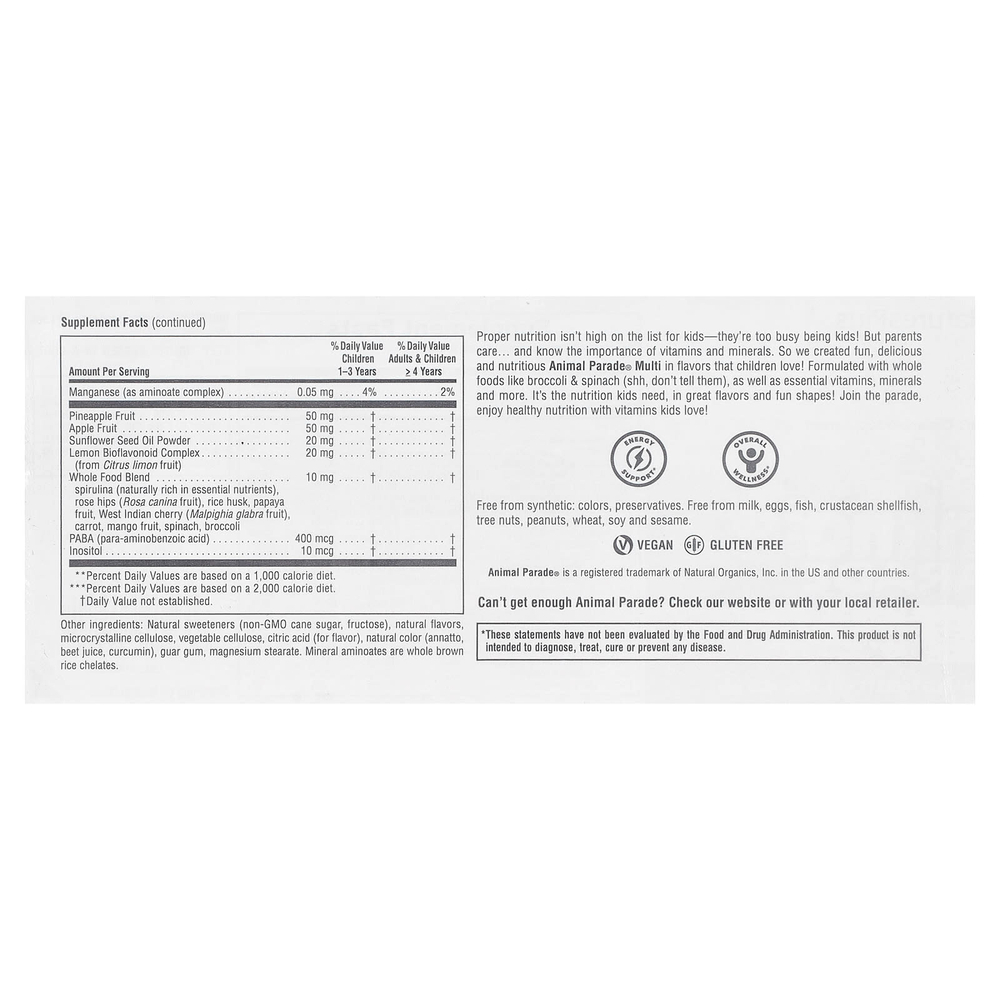 NaturesPlus, Animal Parade®, жевательные мультивитамины для детей, со вкусом апельсина, 90 таблеток в форме животных