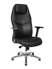 Кресло офисное  Леман  черная экокожа алюминий крестовина