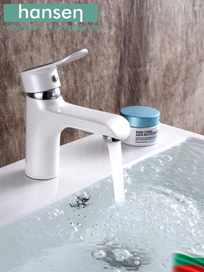 10003-F Смеситель для умывальника (БЕЛЫЙ) HANSEN  (10/1шт)
