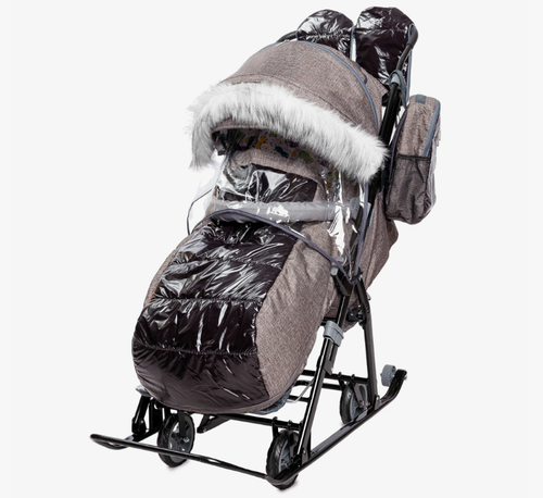 Санки-Коляска GALAXY NOVA лён крупный коричневый