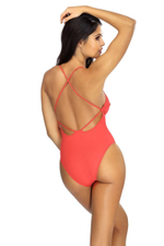 Совместный купальник с тонкими бретелями на спинке (Размер: 80/40) (Цвет: коралловый)