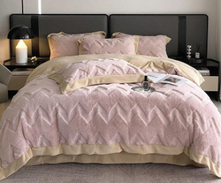 Постельное белье ЕВРО (двуспалка) Велюр Розовый