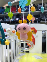 106851/Музыкальная карусель на кроватку "Elefantino" синий на бат. 108 мелодий, 5 вращ. игрушек