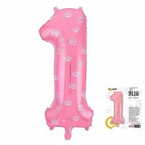 Шар фольгированный ЦИФРА "1" Короны с гелием