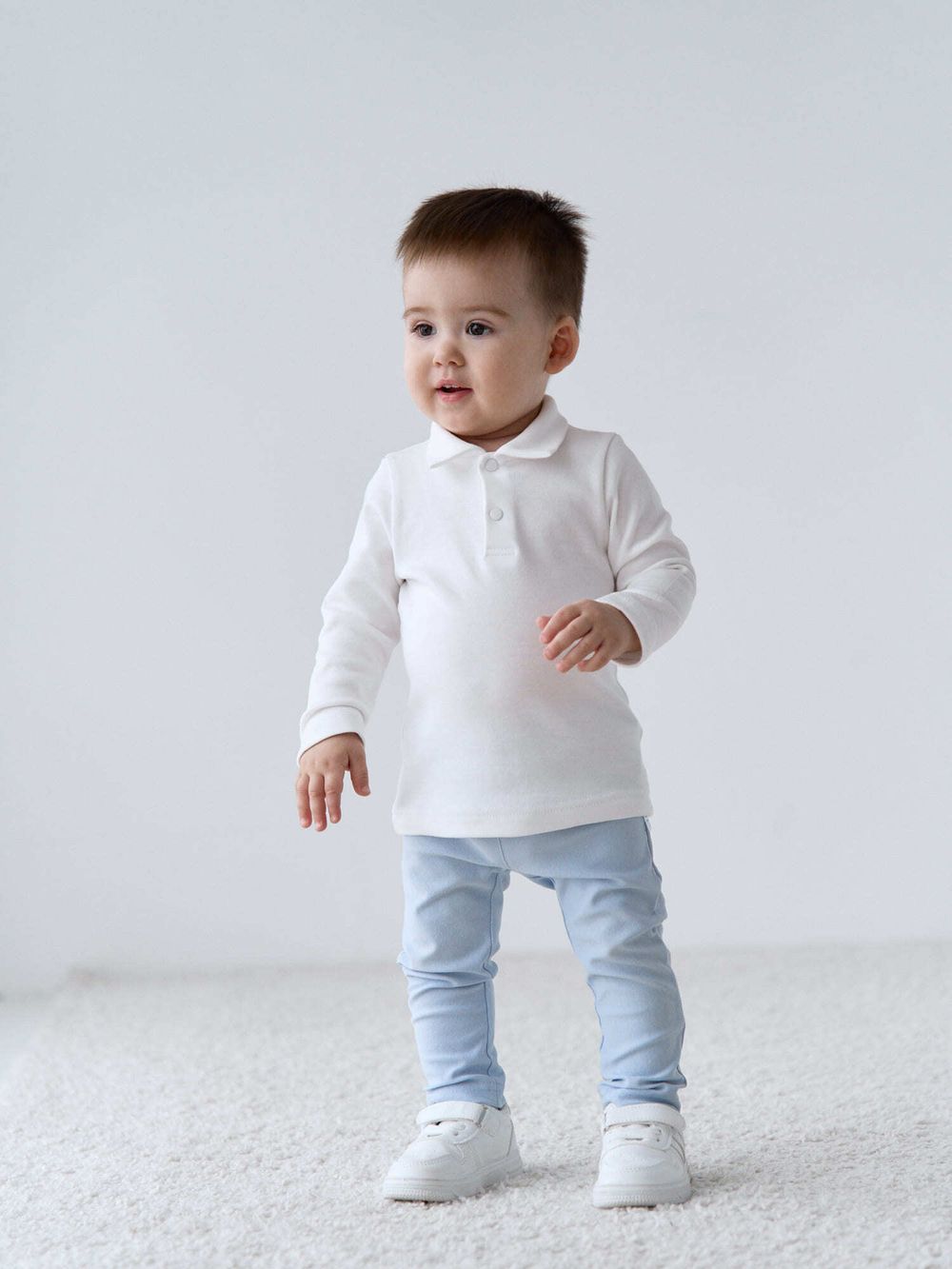 Рубашка с воротником поло "Молоко" 0+