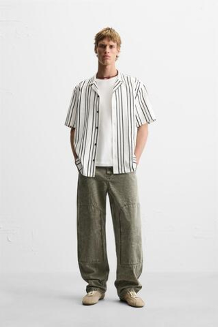 ZARA РУБАШКА В ПОЛОСКУ, БЕЛЫЙ