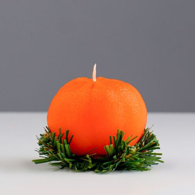 Новый год. Свеча декоративная Новогодний мандарин ,6х6х6 см