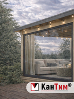 Мягкое ПВХ-окно 700 мкм | Тёмно-серый окантовка | Чёрный люверсы |  Поворотная скоба | Ширина: 260 см Высота: 80-350 см