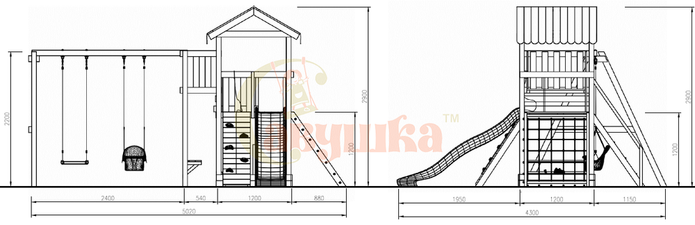 Детский игровой комплекс Савушка "Мастер" - 2 (с окраской)