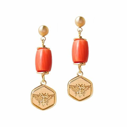 Серьги с кораллом с-0549