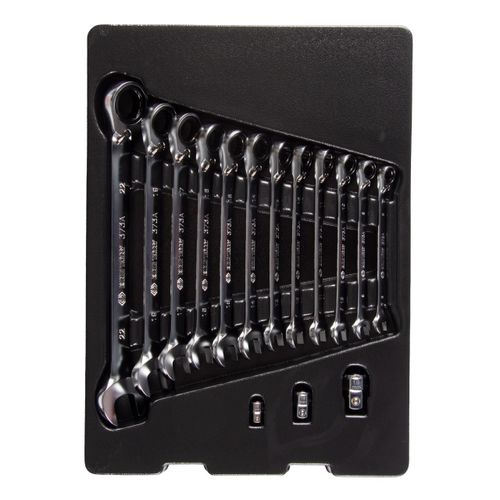 KING TONY (9-102A15MR) Набор комбинированных ключей с трещоткой, ложемент, 15 предметов