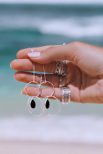 Серьги-протяжки «Сатурн» с черным ониксом