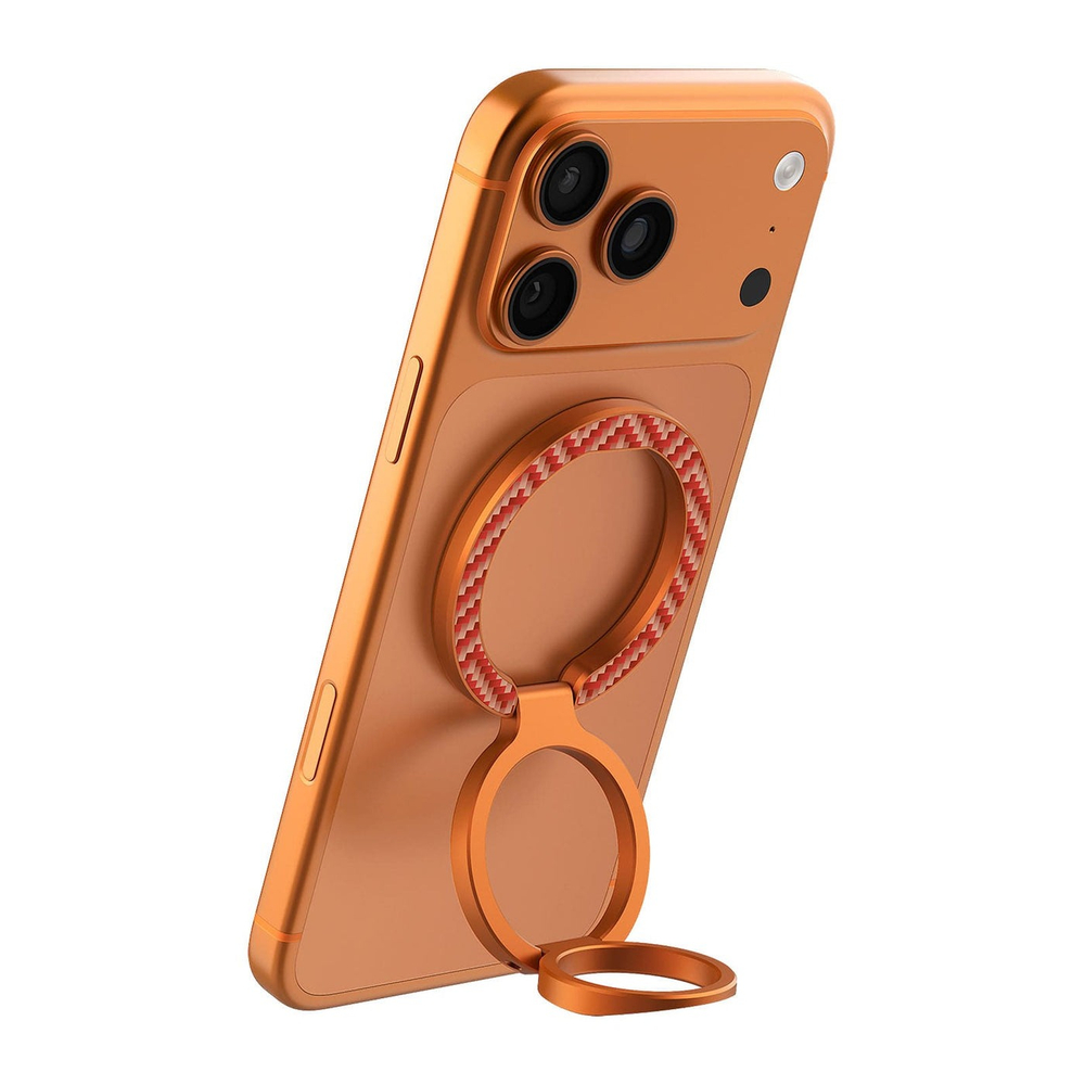 Магнитная подставка-держатель покрытый оранжевым арамидным волокном (карбон), серия FiberSnap Ring Kevlar от Nillkin