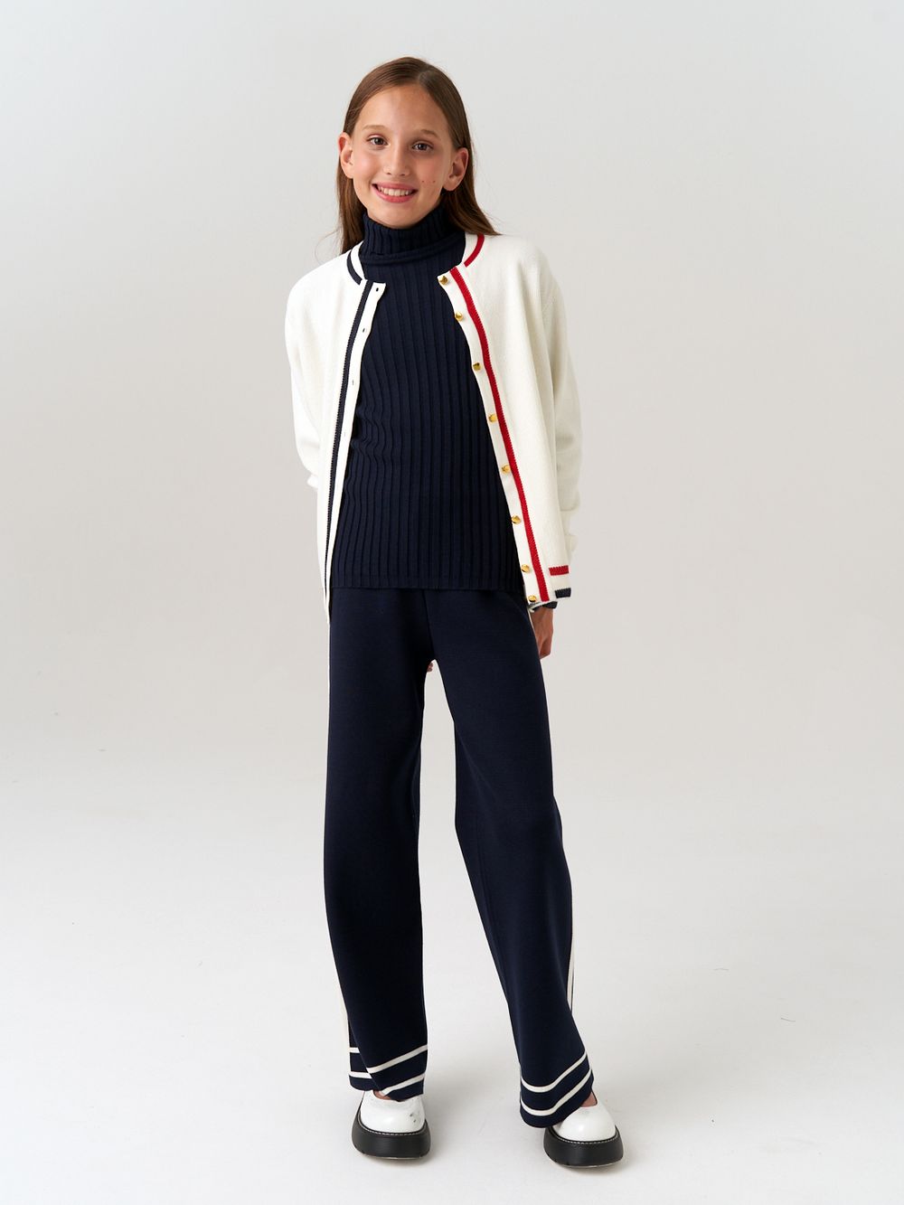 Кардиган бомбер для девочки AT1025 молочный