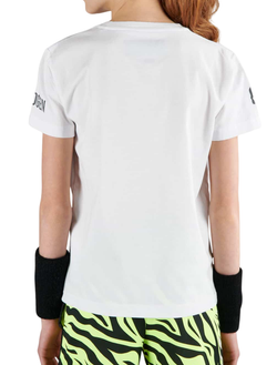 Детская теннисная футболка Hydrogen Tennis Court Cotton T-Shirt - white/yellow fluo