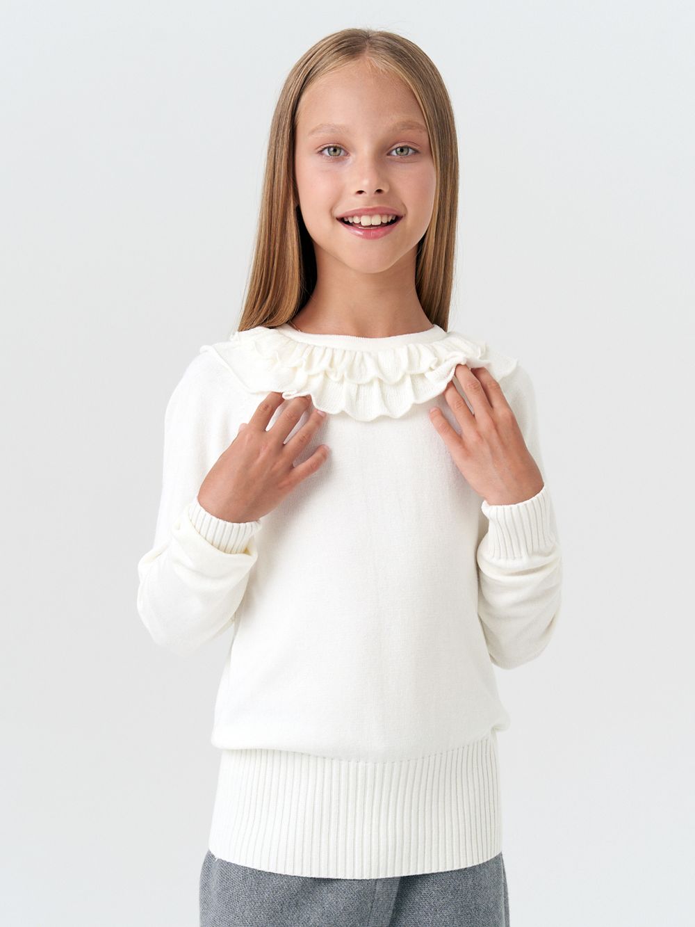 Джемпер школьный для девочки AT997  молочный