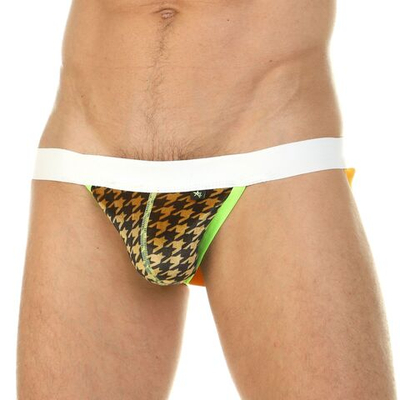 Коричневые мужские трусы-джоки с принтом «гусиная лапка» (Размер: M) (Цвет: коричневый)