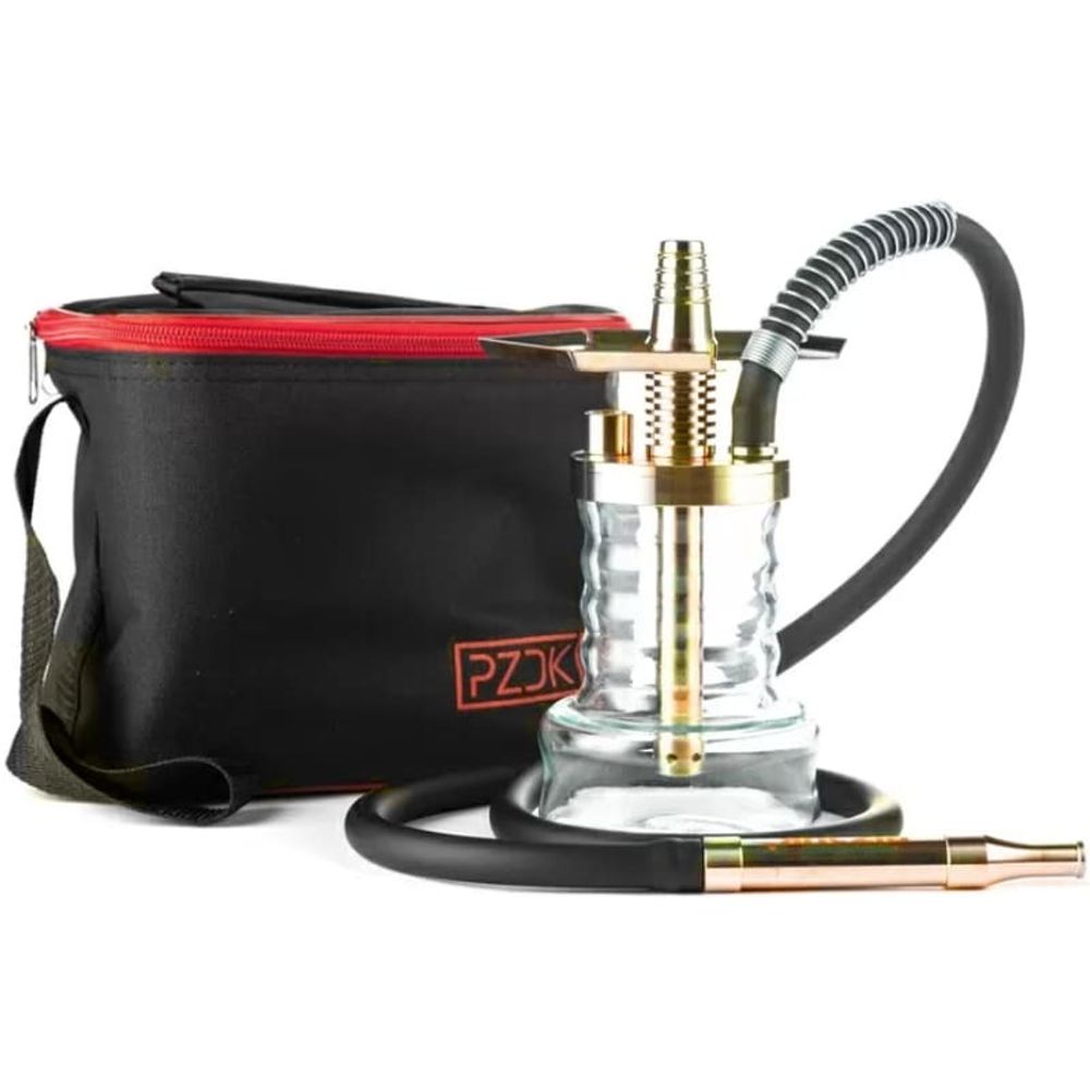 Кальян Pizduk PRO GOLD золотого цвета (с блюдцем)