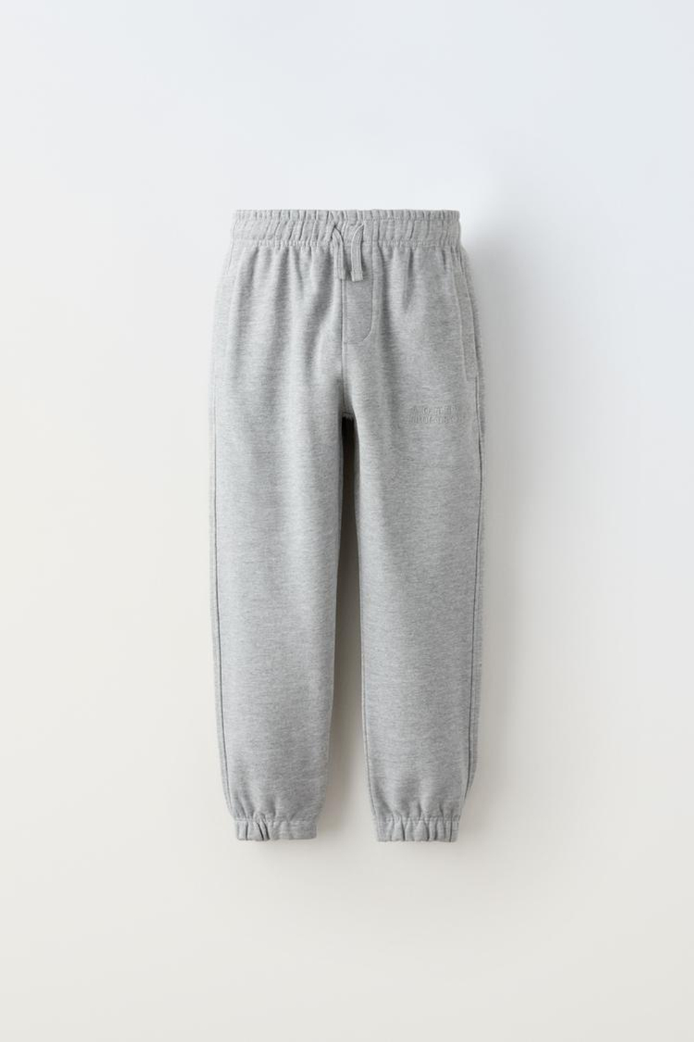 ZARA БРЮКИ С ВЫШИТОЙ НАДПИСЬЮ, СЕРЫЙ С МЕЛАНЖЕВЫМ ЭФФЕКТОМ