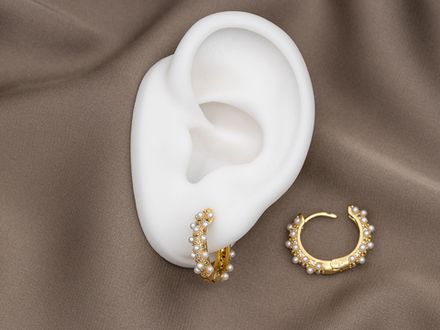 Серьги-Кольца 17,5мм с бусинами и стразами