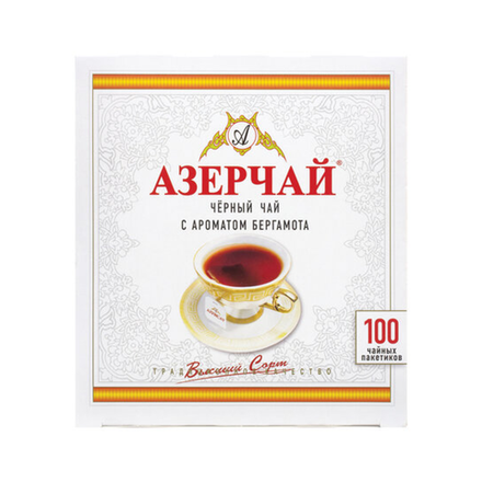 Чай черный с бергамотом в пакетиках Азерчай, 100 пак