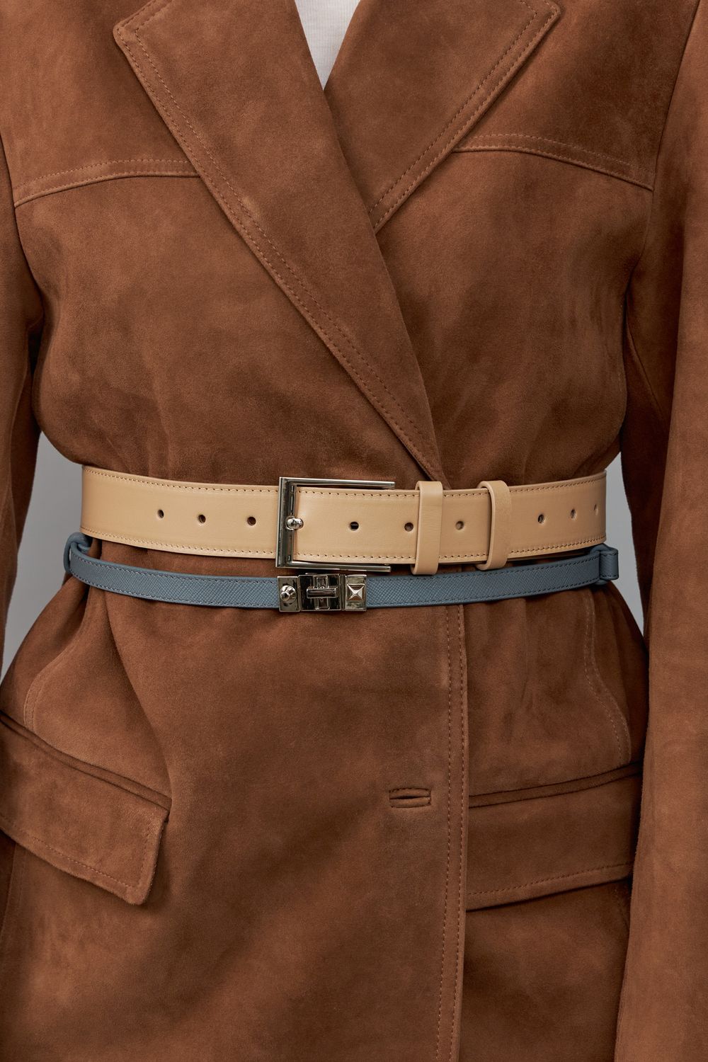 ТОНКИЙ РЕМЕНЬ С ЗАМОЧКОМ GREY|NUDE