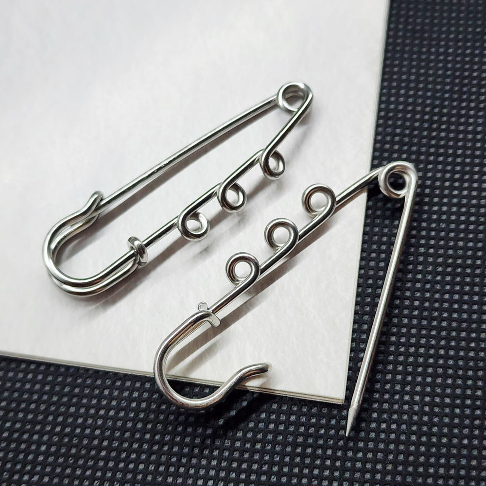 Булавка брошь, сталь 316, 50мм, отличная заточка, 3 петли, штучно