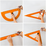 Набор для школьной доски СТАММ (линейка 100см, треугольник 30°, треугольник 45°, транспортир, циркуль), пластик, желтый, коробка