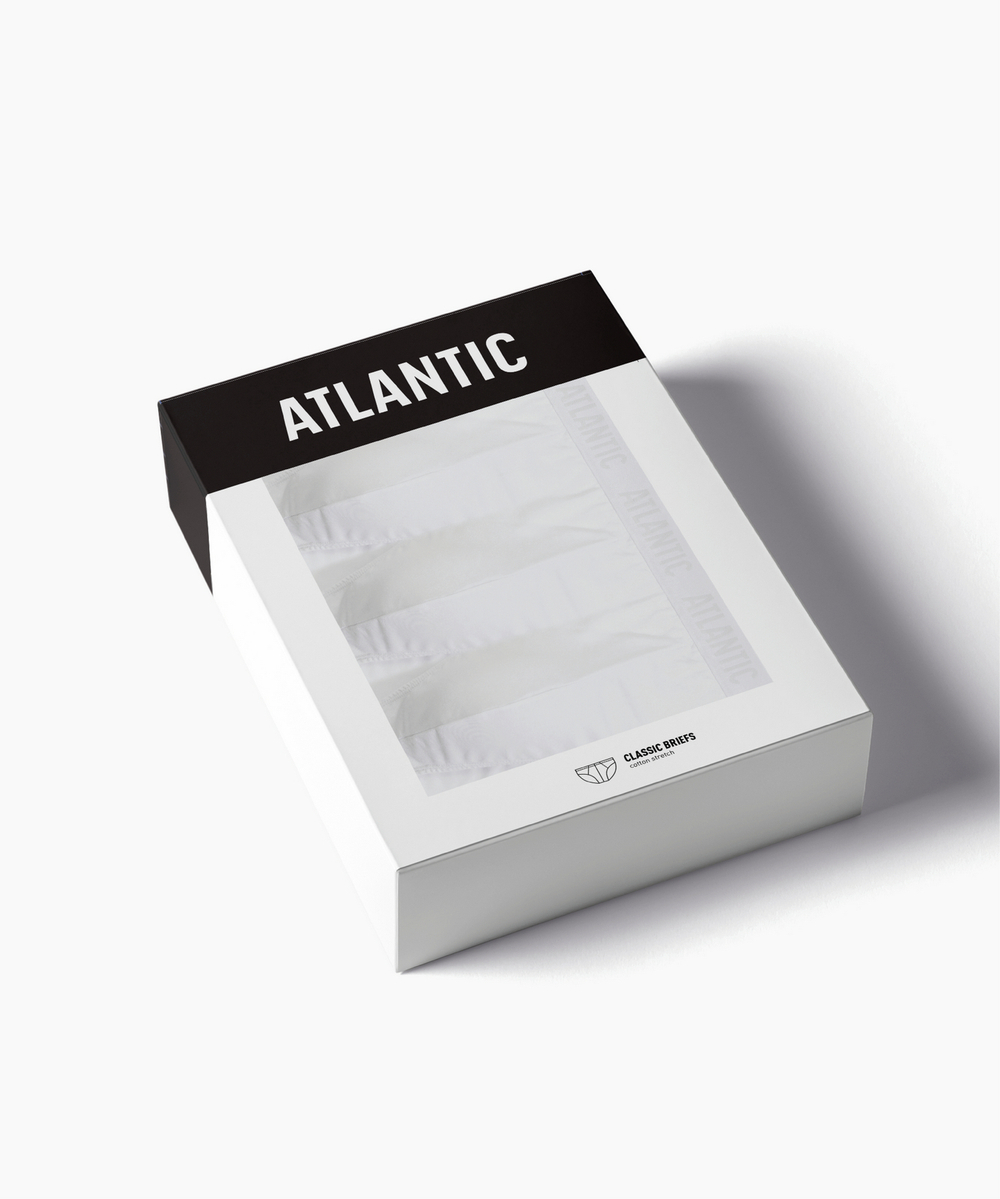 Мужские трусы слипы спорт Atlantic, набор 3 шт., хлопок, белые, 3MP-094
