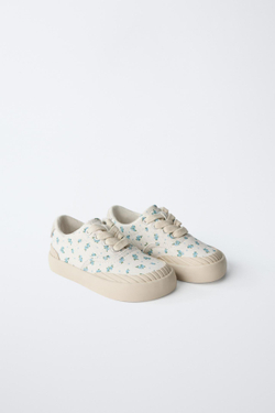 ZARA КЕДЫ С ЦВЕТОЧНЫМ ПРИНТОМ, ЭКРЮ