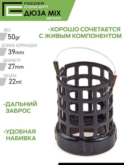 Набор металлических фидерных кормушек FC M1 ДЮЗА (50г 70г 90г) 3шт. (коробочная версия)