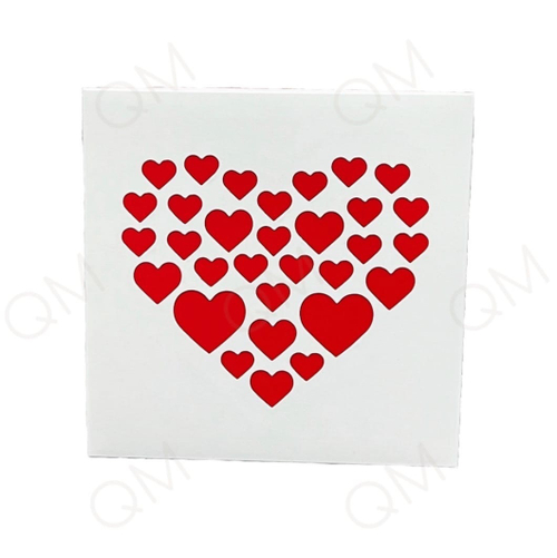 Коробка для конфет бело-красная с сердечками 200*200*30 мм (8) + для шоколад.плитки 160*80мм, 25шт