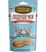 Деревенские лакомства Для кошек Подушечки с пюре из говядины 30гр.