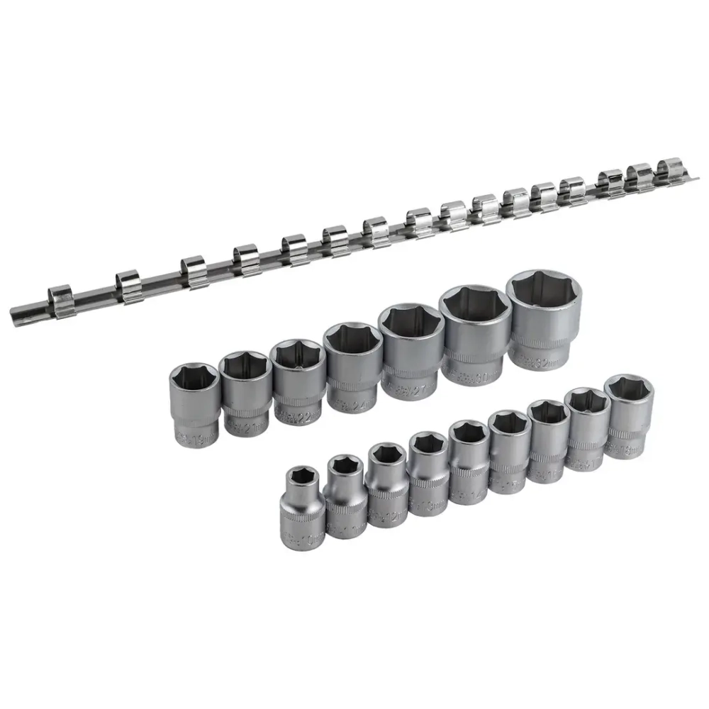 Набор головок 16пр. 1/2''6гр.(10-19,21,22,24,27,30,32мм), на планке Forsage F-4161-5