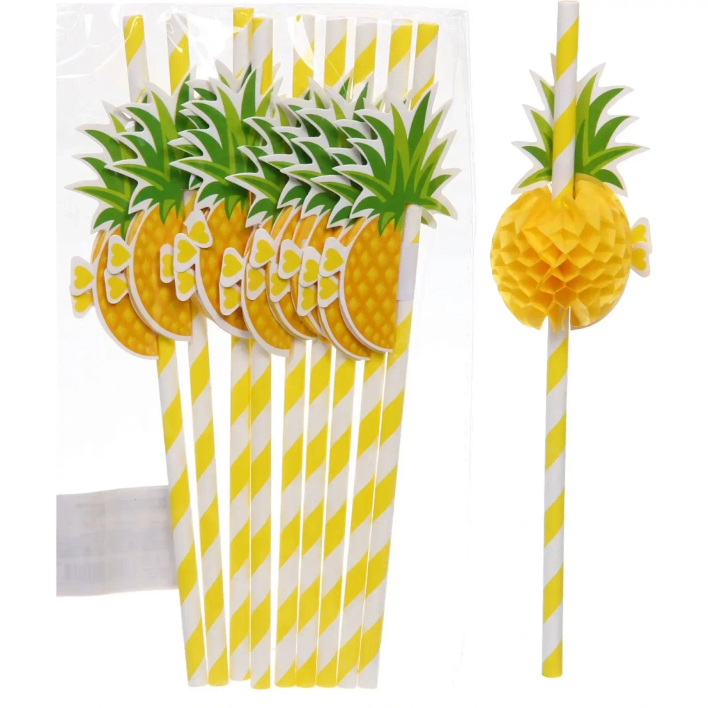 Трубочка для коктейля «Тропический ананас», 20 см (набор 10 шт), микс