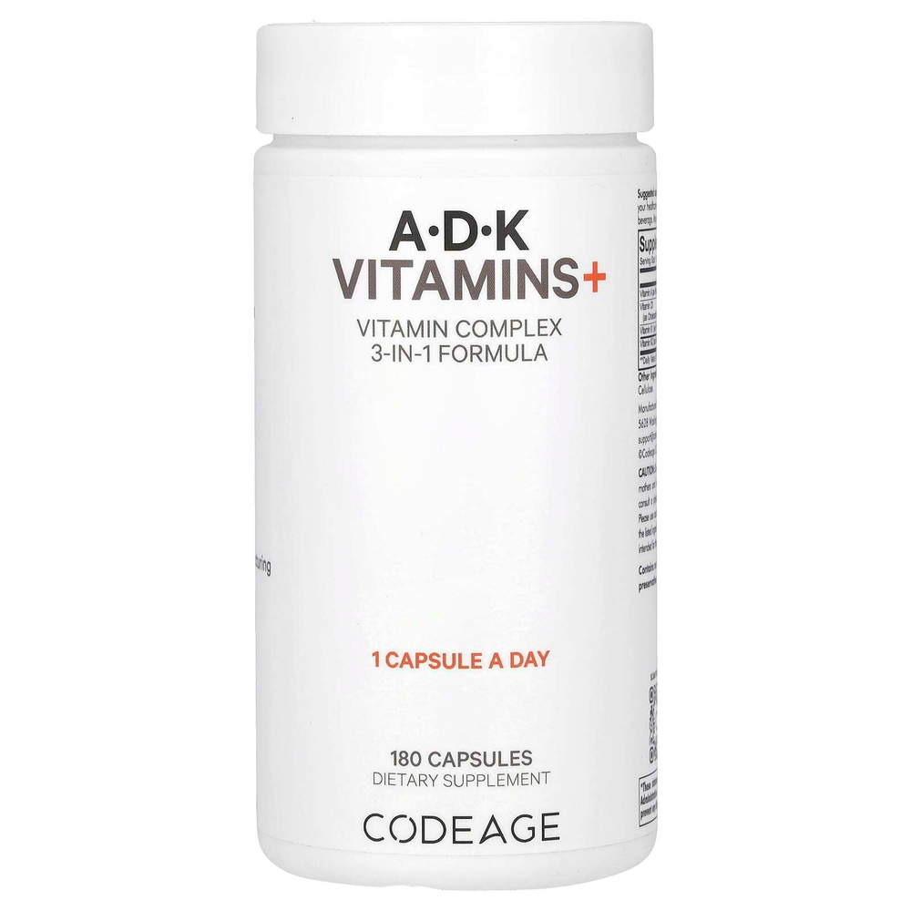 Codeage, витамины A, D и K +, 180 капсул