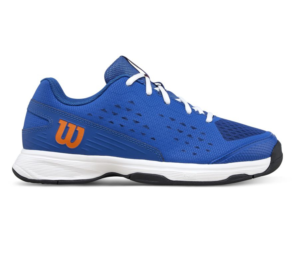 Детские Кроссовки теннисные  Wilson Rush Pro Jr - deja vu blue/orange tiger/white
