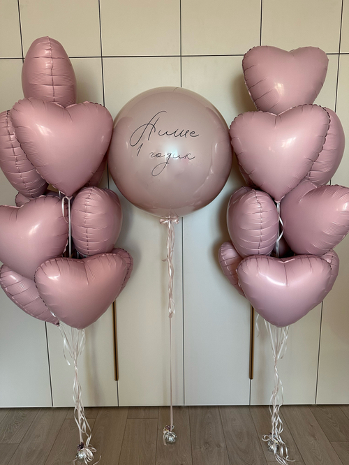 Воздушные шары сердечки пыльная Роза