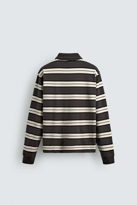 ZARA ПОЛО REGULAR FIT В ПОЛОСКУ, ЭКРЮ/КОРИЧНЕВЫЙ