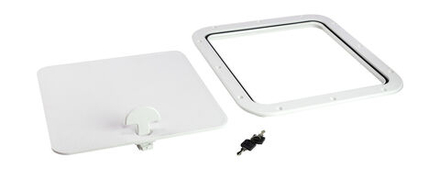 Люк смотровой 380 х 380 мм съемная крышка с замком, белый