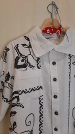 Рубашка Soeurs с Чёрными Цветами/Dark Tulip Short Sleeve Shirt белая