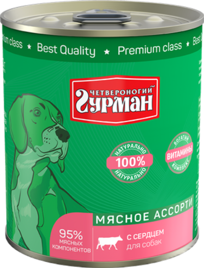 Четвероногий Гурман 340г д/собак конс. сердце