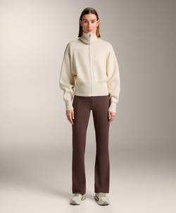 Oysho Вязаная куртка на молнии с контрастными деталями, ванильный