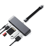 USB-Хаб Satechi Mobile Pro SD (USB-C) (ST-MPHSD) Подключение: коннектор USB-C. Порты: USB-C (PD 60 Вт), USB-A 3.2 Gen 1, microSD UHS-I, SD UHS-I, HMDI (до 4K 60 Гц), разъём 3,5 мм