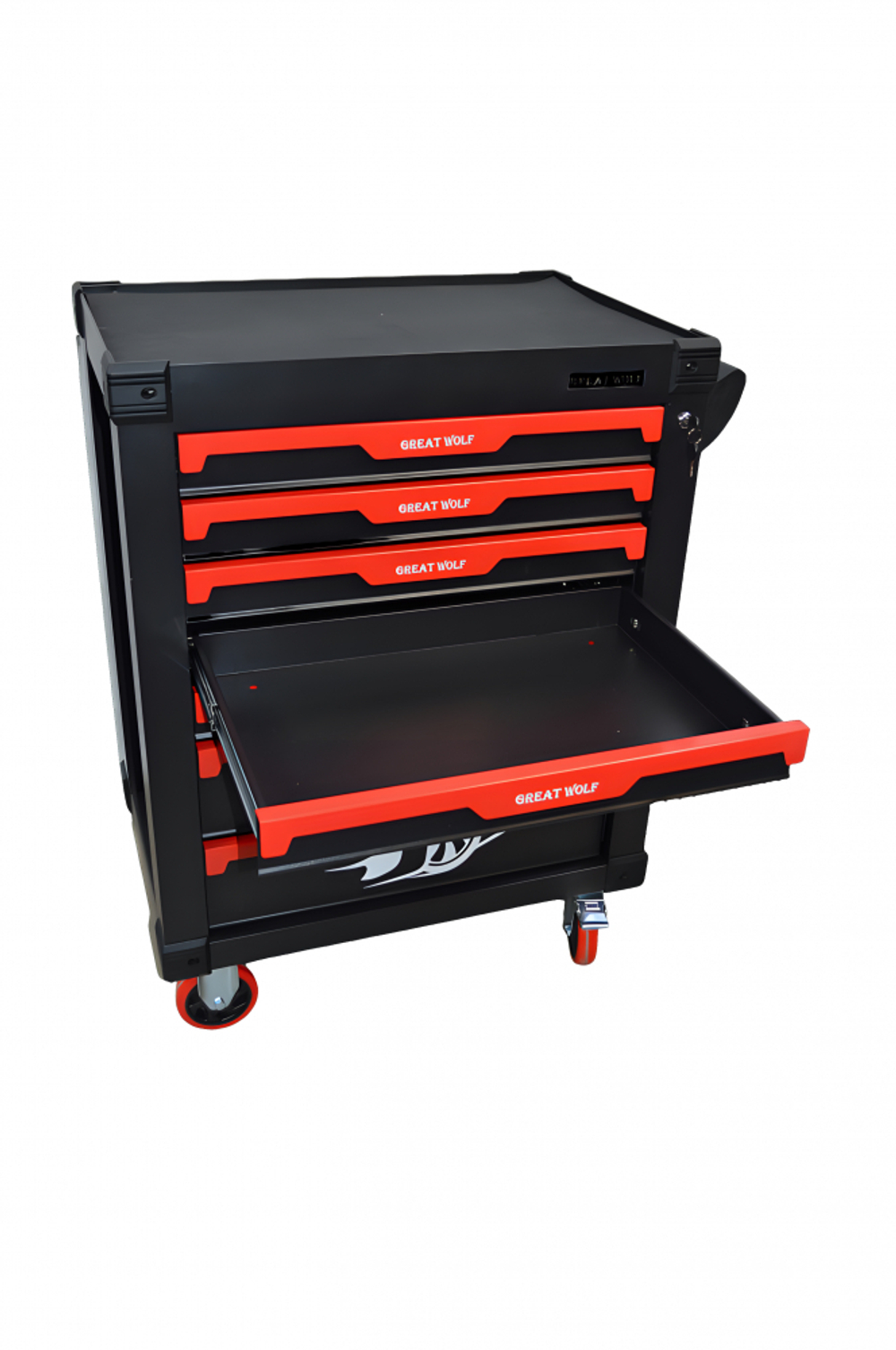 Инструментальная тележка GW-7ST Black (Great Wolf) 7 ящиков, увеличенные колеса с тормозом, ЦЗ, усиленная