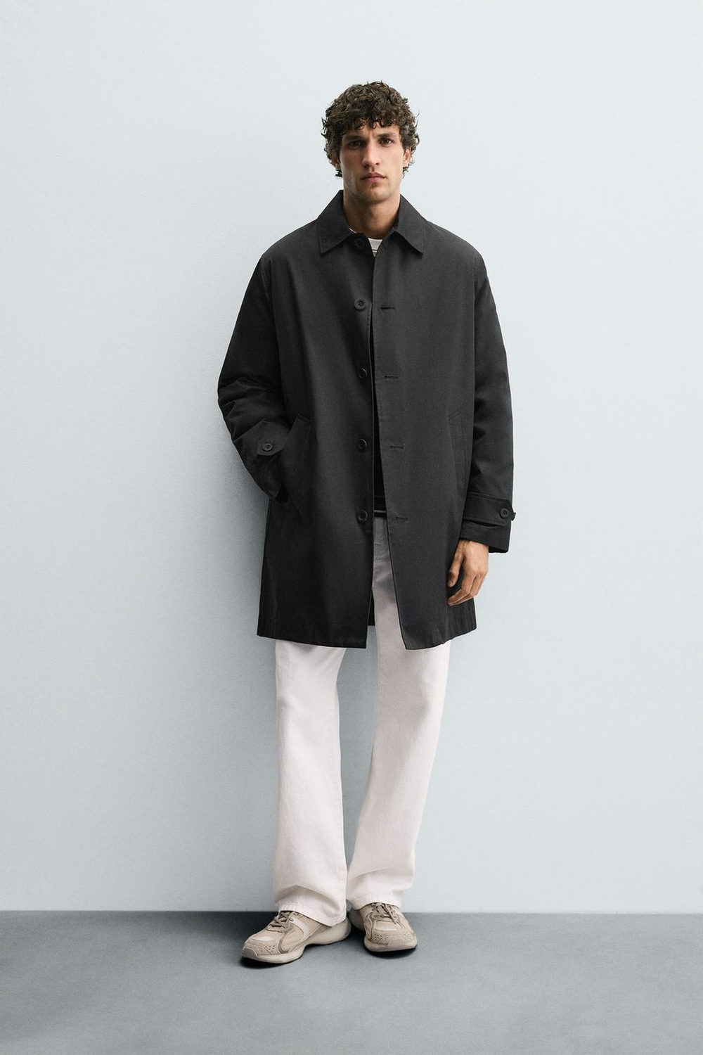 ZARA ТРЕНЧ С ОТСТЕГИВАЮЩЕЙСЯ ПОДКЛАДКОЙ, ЧЕРНЫЙ