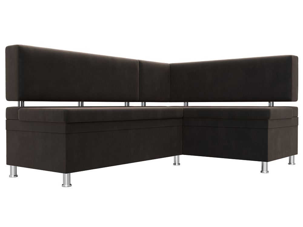 Диван кухонный угловой Стайл правый угол, Коричневый, Велюр, 111655