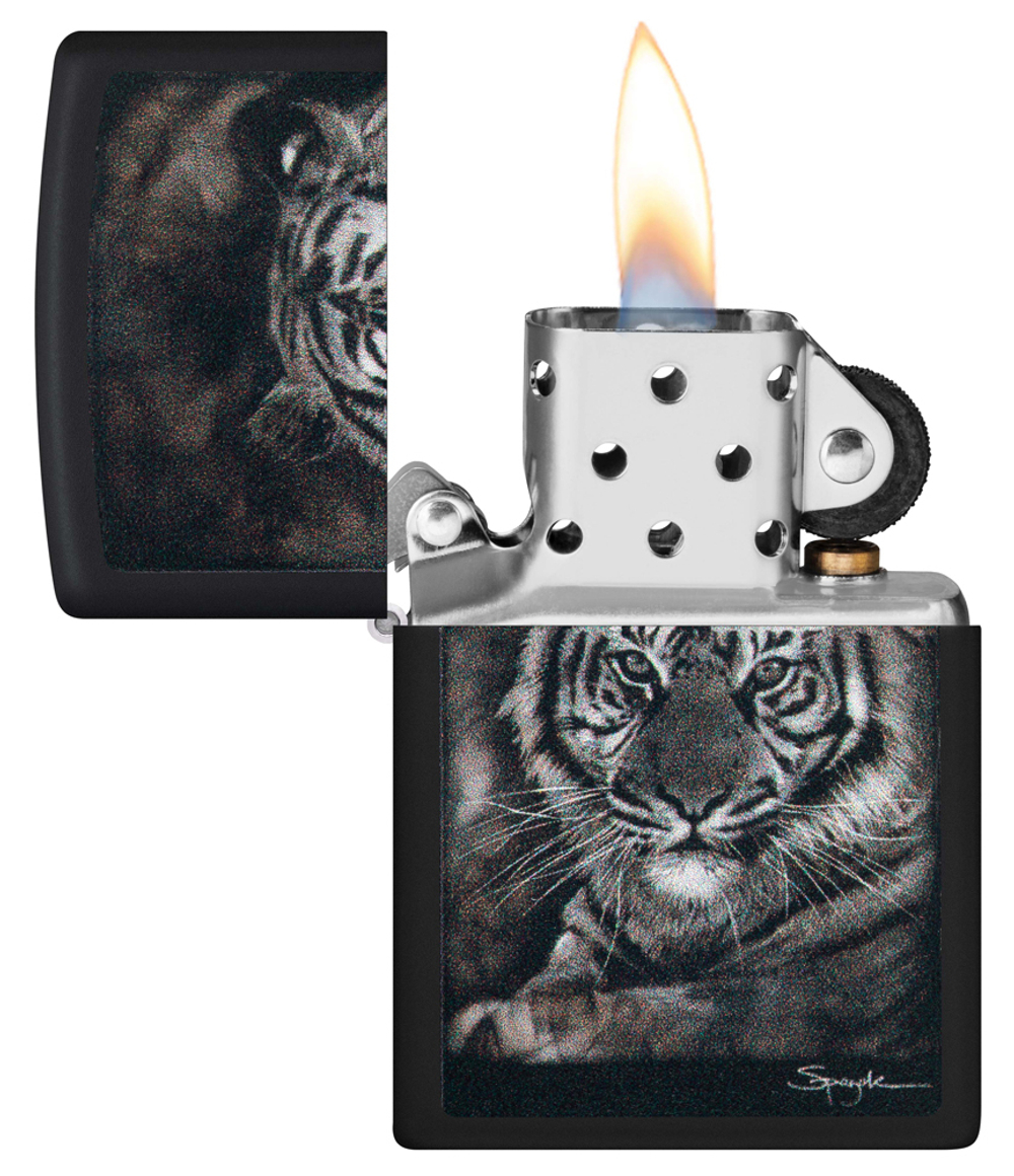 Зажигалка Zippo Spazuk Design с покрытием Black Matte, латунь/сталь, чёрная, матовая, 38x13x57 мм
